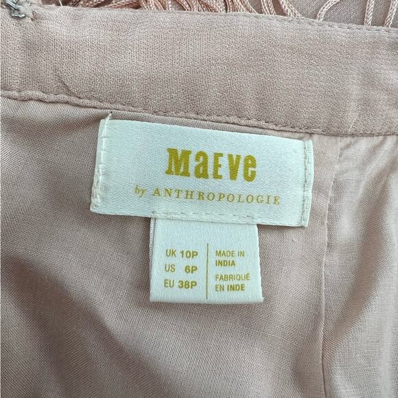 Anthropologie Maeve Velma fringe midi skirt pink sz 6p - Picture 7 of 10